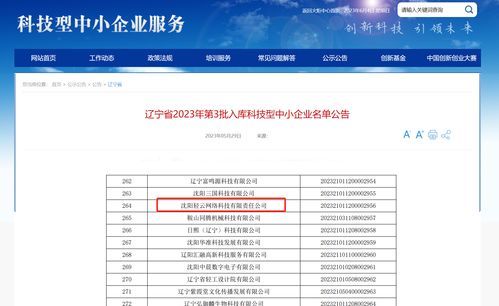 沈陽輕云網絡科技責任公司榮獲科技型中小企業稱號